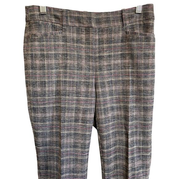 WHBM the Slim Plaid Check Slim Ankle Trousers Black w/ Madder Red - 0 - Picture 10 of 13